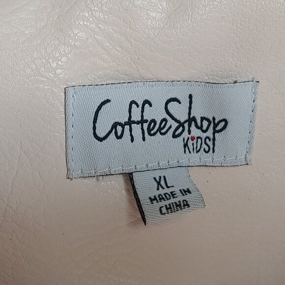 Coffe Shop Kid's Light Pink Faux Leather Silver Stud Moto Biker Jacket - XL Kids - Picture 3 of 15